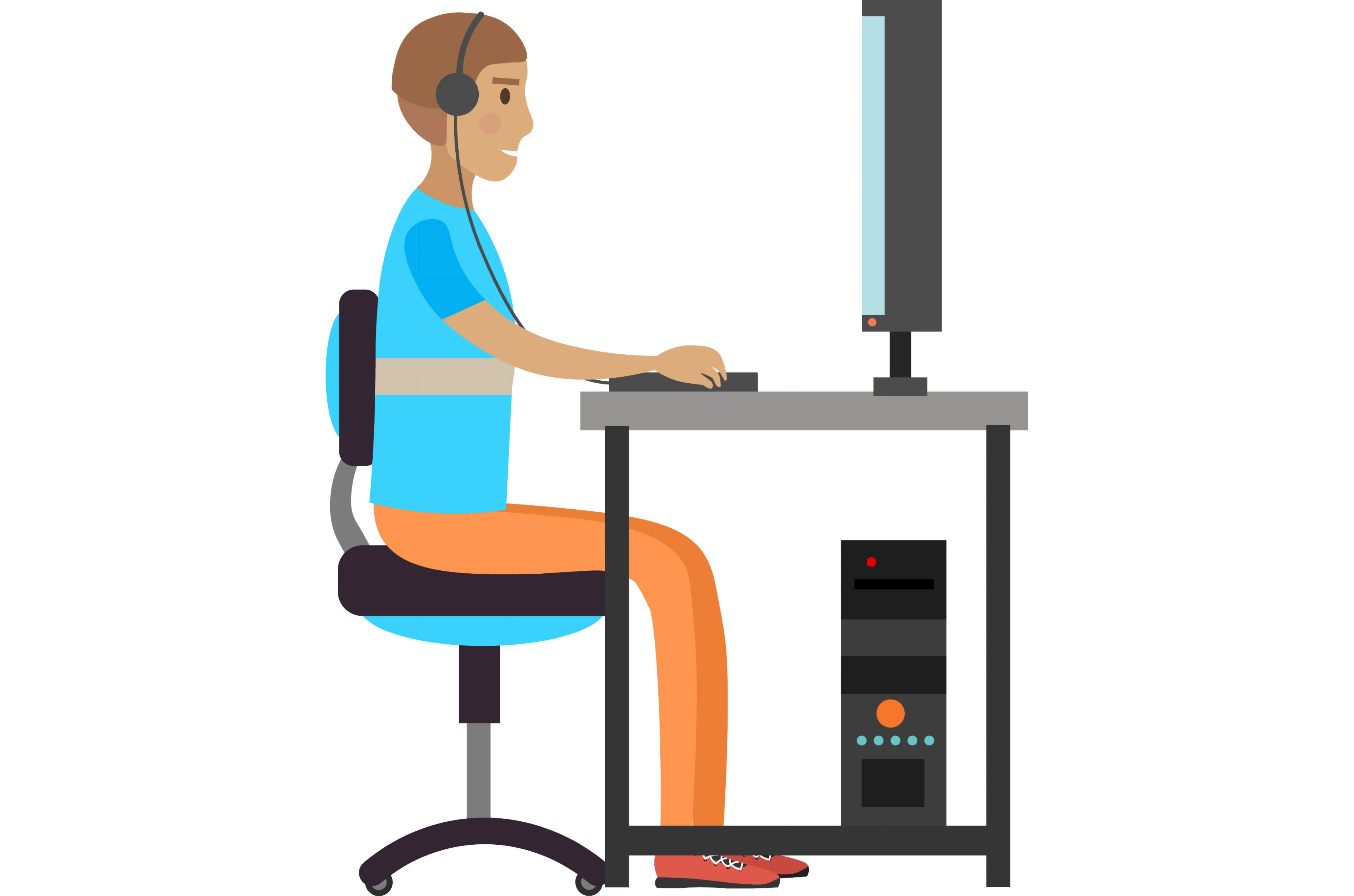 Man playing video game on computer, a Technology Illustration by Sky ...