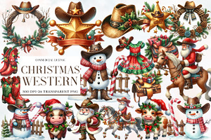 Christmas western clipart, an Illustration by Designworld