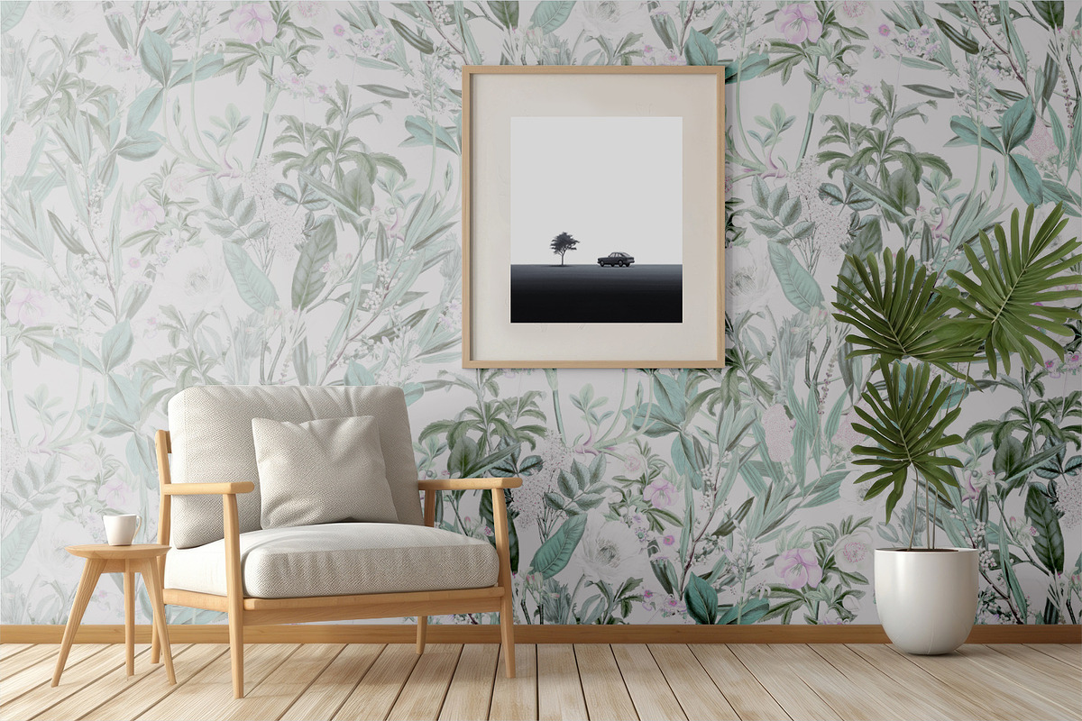 Mint Pink Flower Wallpaper, a Wallpaper Graphic by MalyskaStudio (Photo 5 of 6)