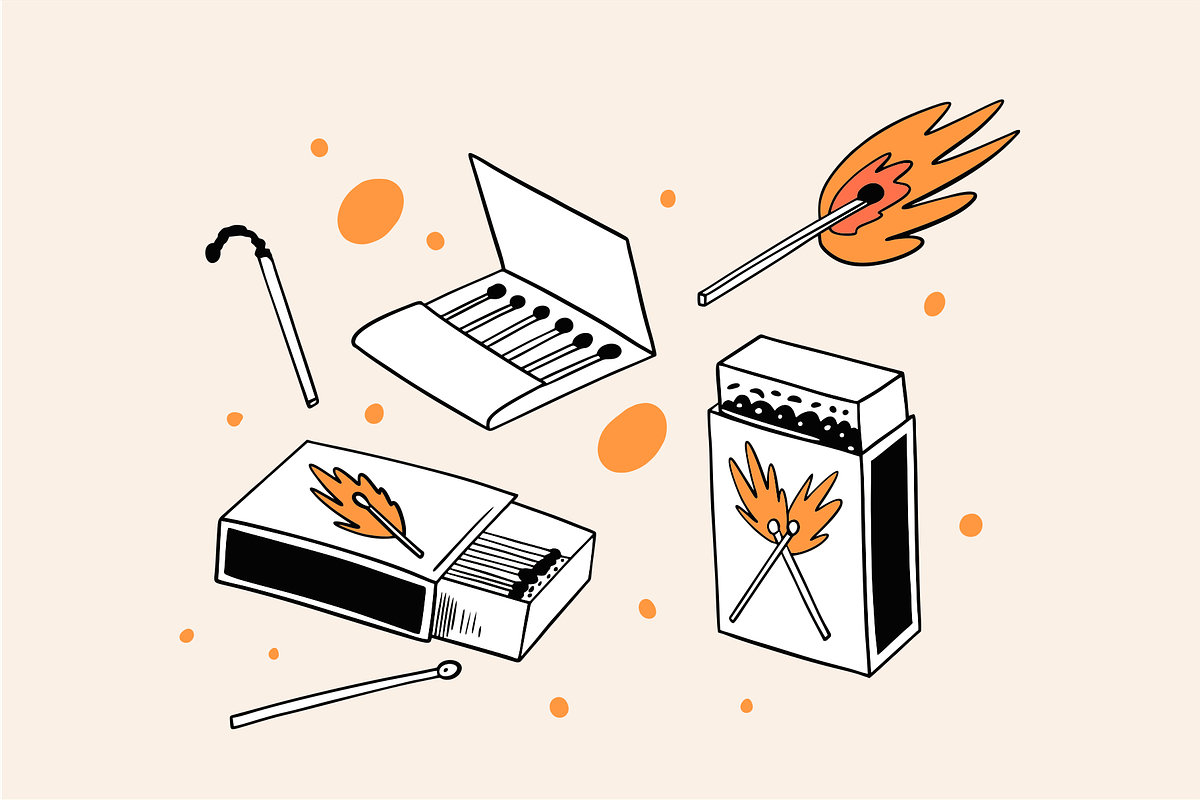 Matches & Fire Illustrations, an Object Illustration by Oktyabr (Photo 3 of 6)