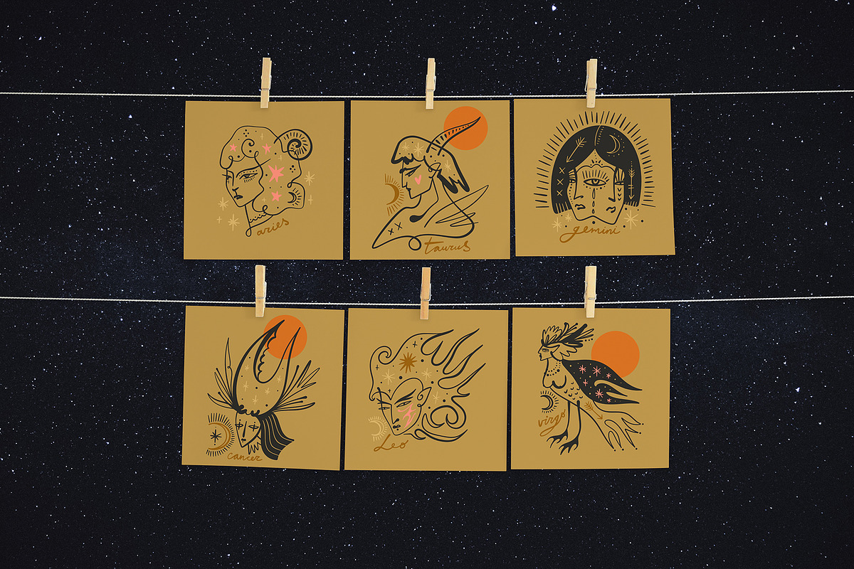 Weird Zodiac Symbols Bundle, a Decorative Illustration by Annie Konst (Photo 4 of 14)