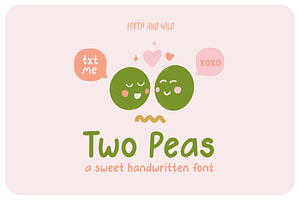 Two Peas Handwritten Playful Font, a Sans Serif Font by Forth and Wild