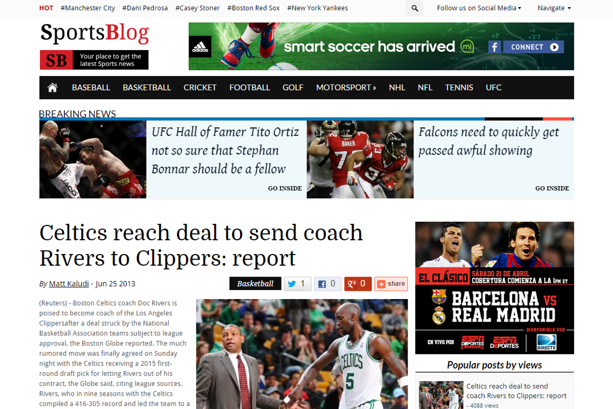 SportsBlog Sports Blogging WP theme, a WordPress Template by Magazine3