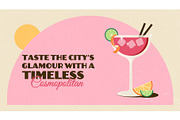 10 Summer Retro Cocktail Banners, a Seasonal Illustration by Soulprint Mercury (Thumbnail 10 of 12)