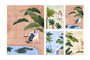 People in botanical garden, posters, a Decorative Illustration by PaperTrident