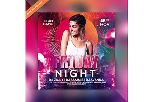 Friday Night Party Invite, a Social Media Template by Droll