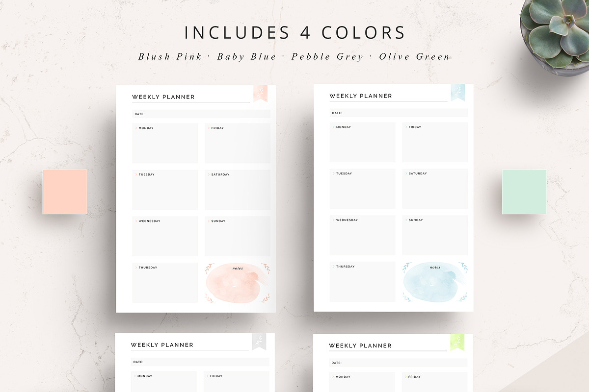 FILLABLE Weekly Planner Printable, a Stationery Template by Studio Sirona (Photo 3 of 3)