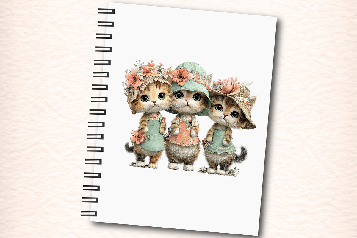 Whimsical Summer Cat Clipart, an Illustration by Digital Artistic99 (Photo 6 of 11)