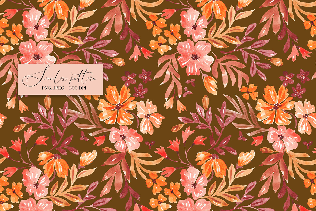 Fall floral seamless pattern, a Pattern Graphic by SirenaArt (Photo 7 of 19)