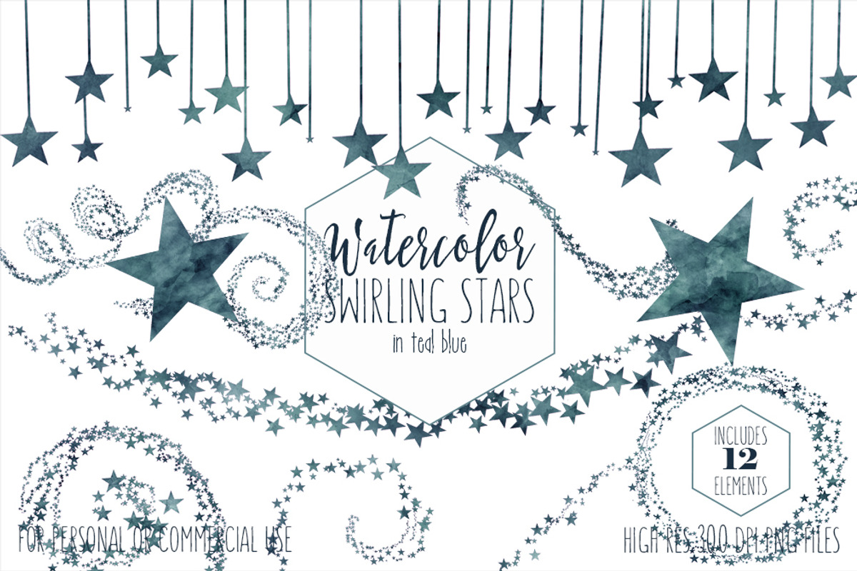 Dark Teal Blue Star Graphic Set, an Illustration by ClipartBrat Graphics (Photo 1 of 5)