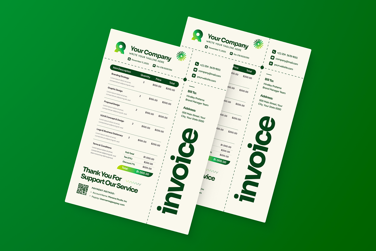 Simple Billing Invoice, a Stationery Template by MMPixelCraft (Photo 2 of 6)