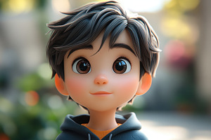 Young boy with expressive eyes and t, a Photo by Tanuart