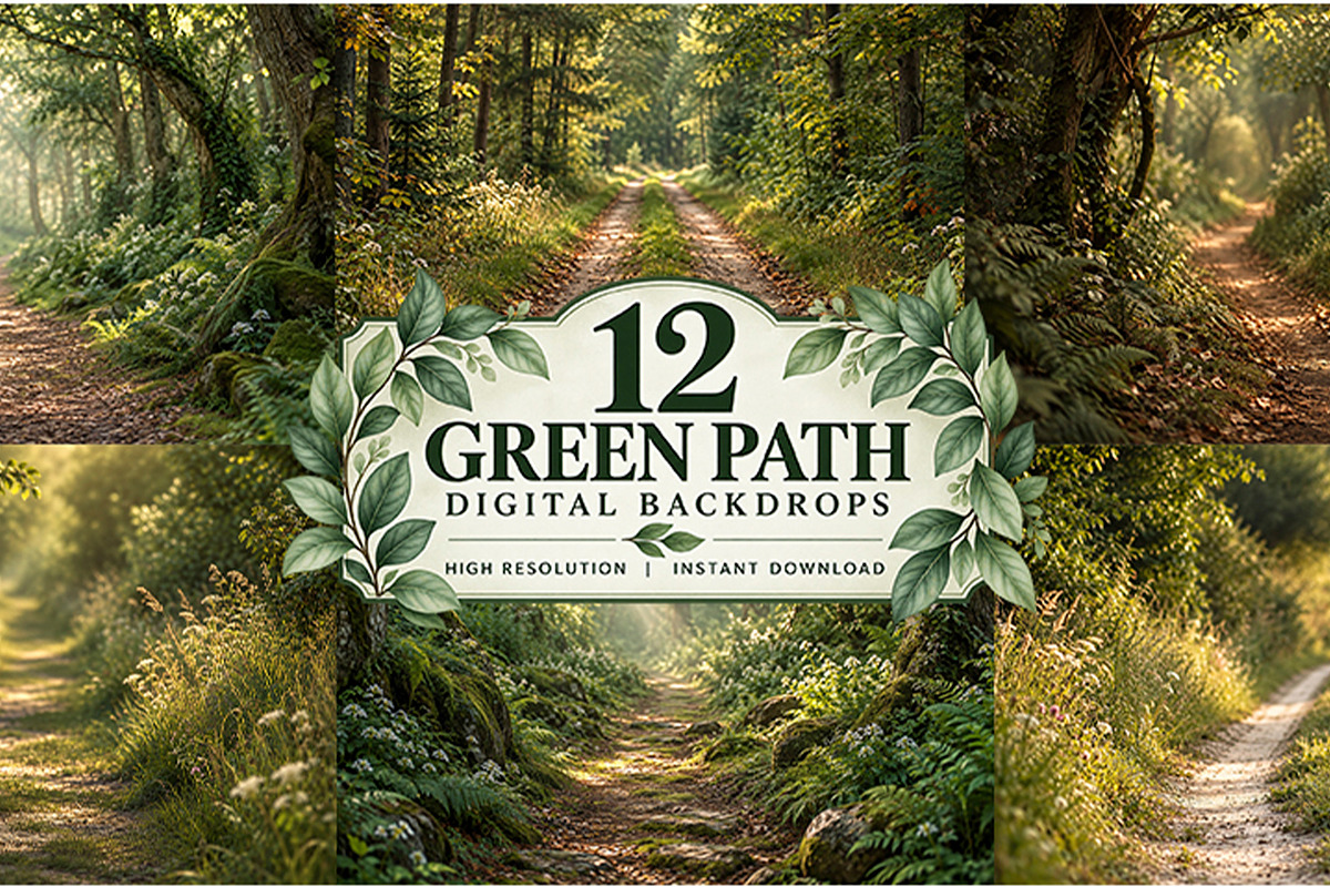 Green Path Digital Backdrop BUNDLE, a Layer Style Add-On by Wild Honey Design Co. (Photo 1 of 4)