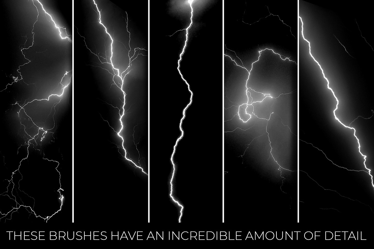 20 Photoshop Lightning Brushes, a Brush Add-On by Dene Studios (Photo 4 of 9)