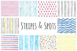 Watercolor Stripes & Spots, an Illustration by Katya Zlobina