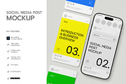 Phone with Social Media Post Mockup, an iPhone Mockup by graphypix (Thumbnail 2 of 7)