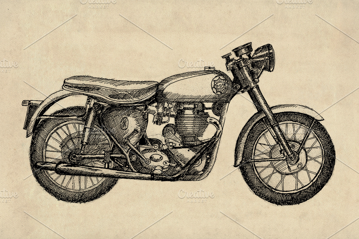 Classic Motorcycle Illustration Pack, an Illustration by Doggy Days (Photo 6 of 10)