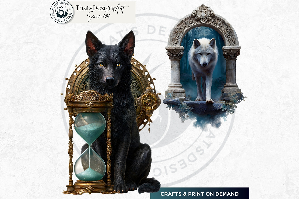 Watercolor Mystic Wolves Clipart Set, an Animal Illustration by ThatsDesignArt (Photo 7 of 15)