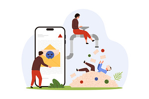 Spam overload in mobile mail, a Finance Illustration by Flashvector