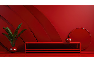 geometric modern background red ai, an Abstract Photo by pikepicture