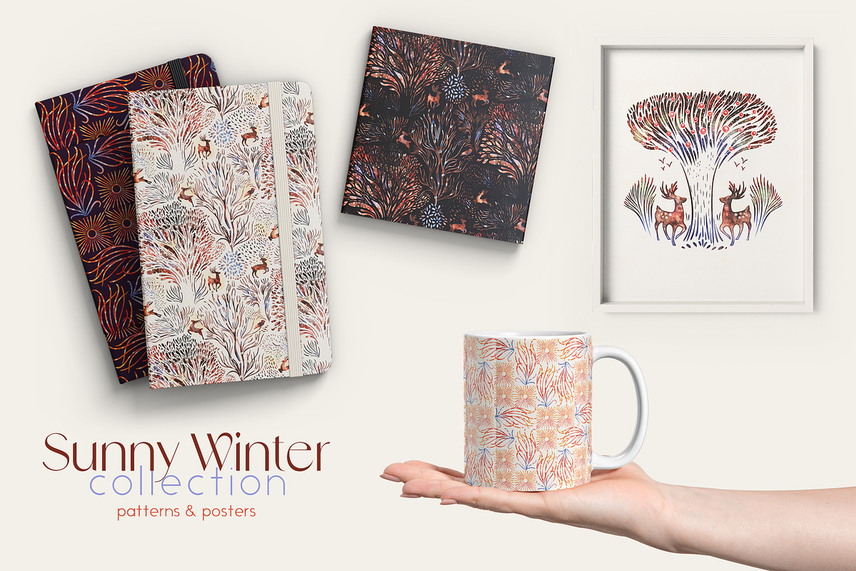 Sunny Winter: patterns & posters, a Decorative Illustration by Mona Ahmed (Photo 5 of 10)