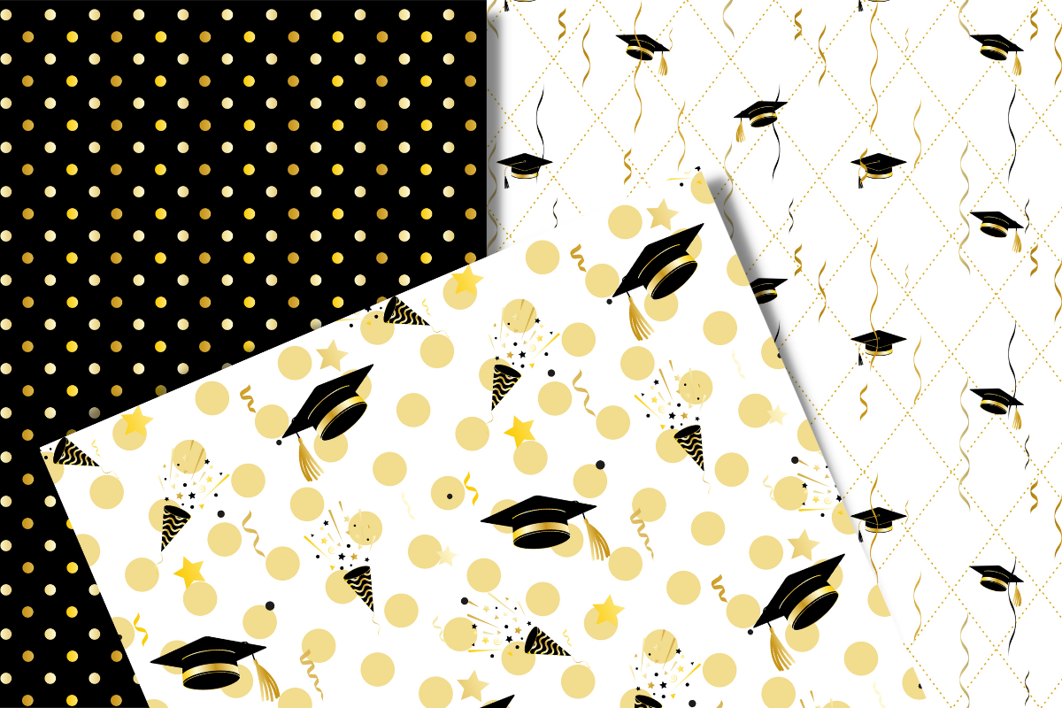 Graduation Digital Paper Pack, a Pattern Graphic by Douce Créativité (Photo 5 of 6)