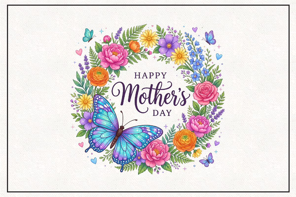Happy Mother's Day Floral PNG, an Animal Illustration by CraftArtStudio (Photo 1 of 4)