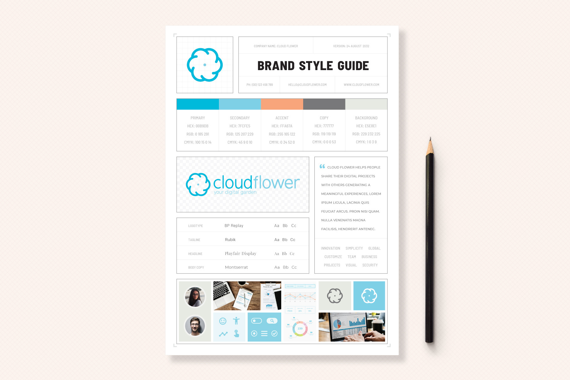 One Page Branding Style Guide, a Stationery Template by Sargatal