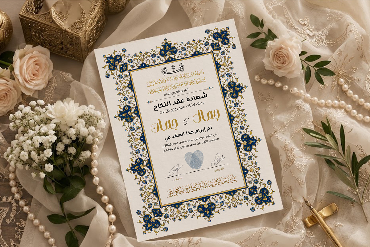 Islamic nikah certificate for Canva, a Poster Template by Artemieva Kateryna (Photo 5 of 6)