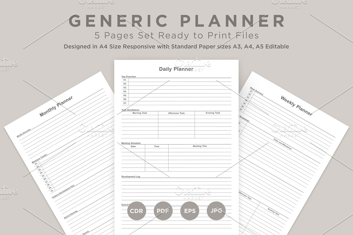 Generic Planning Pages Set V-17, a Stationery Template by shahsoft (Photo 1 of 3)