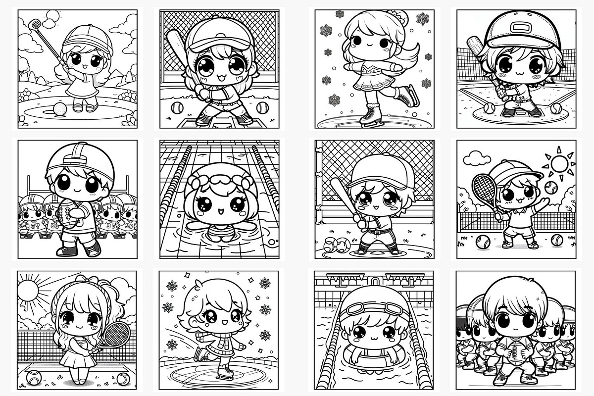 Sports Coloring Pages: Kids Playing, a Sport Illustration by Lamia Emad (Photo 2 of 3)