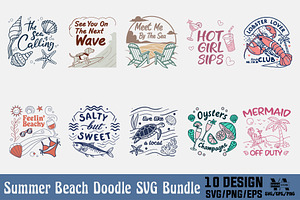 Summer Beach Doodle PNG Bundle, an Animal Illustration by Ya_ Design Store