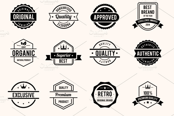 Black And White Retro Badges