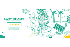 Save the Planet. Hands Hold Model, an Illustration by Booblgum
