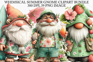 Whimsical Summer Gnome Clipart PNG, a Seasonal Illustration by Canvas Craft