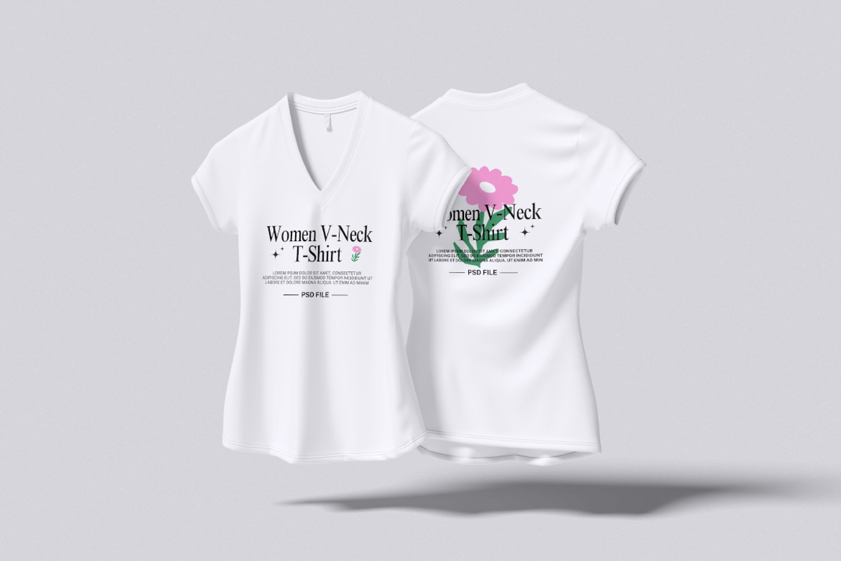 Women V-Neck T-Shirt Mockup, a Shirt Mockup by Rielismee (Photo 3 of 6)