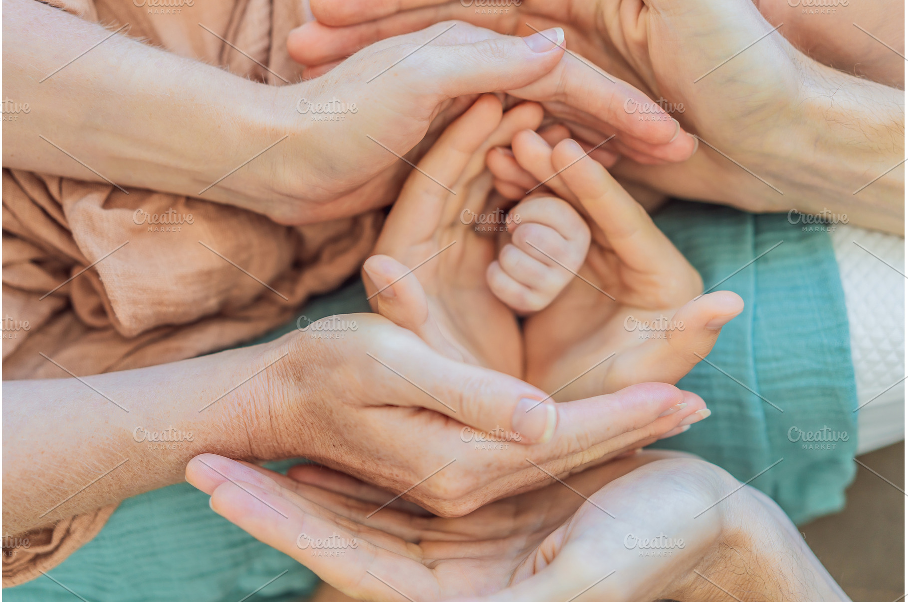 Newborn tiny hand surrounded by, a Person Photo by Elizaveta Galitskaya
