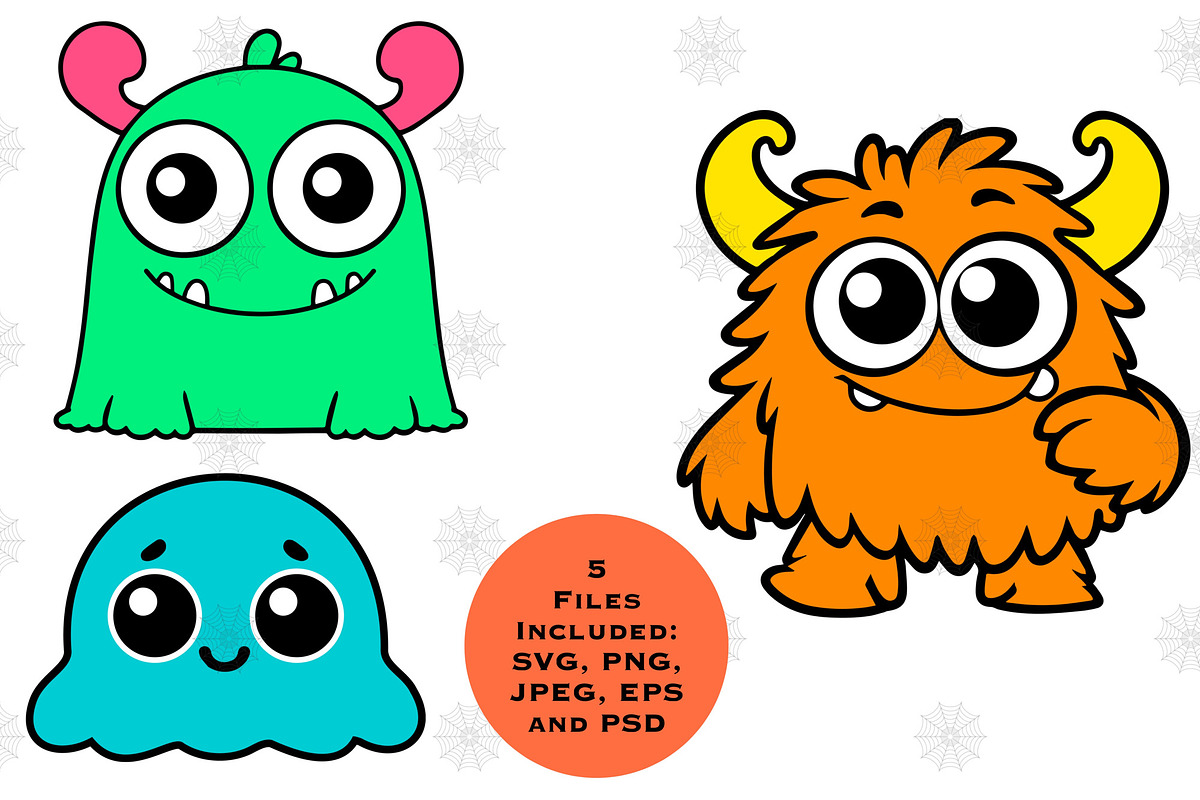 19 Cartoon Friendly Monsters, a Seasonal Illustration by Baby Squid Ink (Photo 2 of 7)