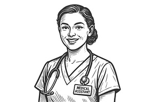 Smiling Female Medical Assistant, a Healthcare Illustration by AlexArt