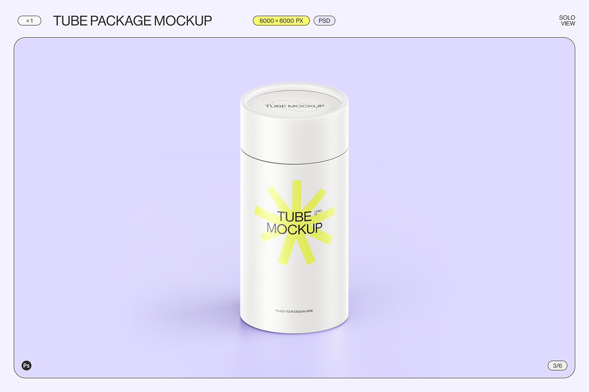 Paper Tube Package Mockup Set 1, a Packaging Mockup by Samolevsky (Photo 8 of 15)