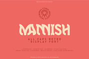 Mannish All Caps Retro Display Font, a Slab Serif Font by Wortfice (Thumbnail 1 of 11)