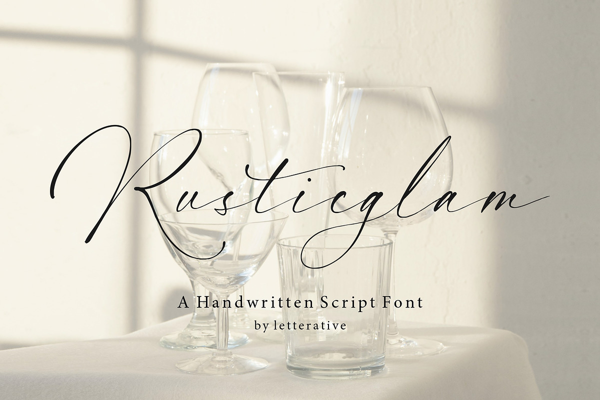 Rusticglam - Handwritten Script Font, a Script Font by Letterative Studio (Photo 1 of 7)
