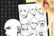 300 Procreate male faces brushes., a Brush Add-On by DrawingStoryShop (Thumbnail 1 of 6)