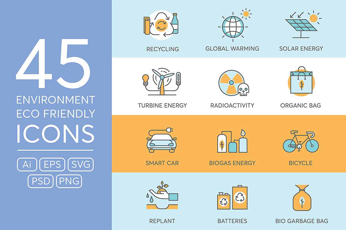 45 Environment & Eco Friendly Icons, an Outline Icon by kucingklawu (Photo 1 of 7)