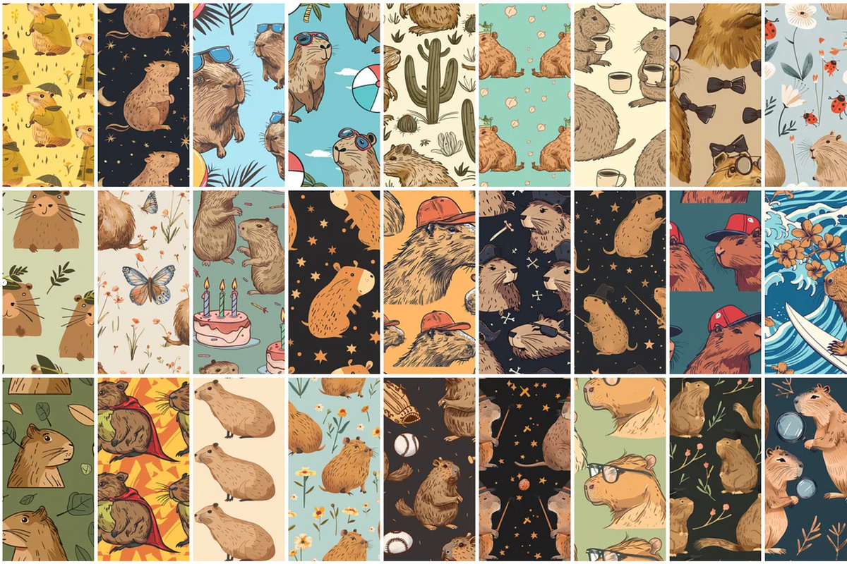 100 Trend Capybara Seamless Patterns, a Pattern Graphic by mkStudioLab (Photo 3 of 4)