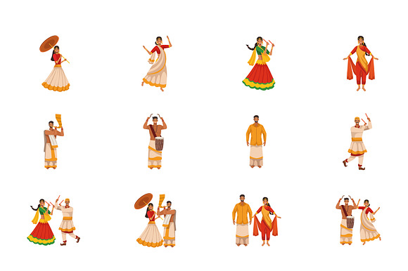 Onam Festival Characters Set preview 2
