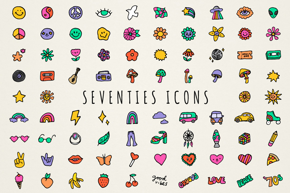 Seventies Icons Clipart Set, an Icon by Lemonade Pixel (Photo 1 of 8)