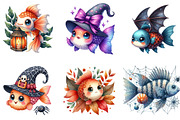 Cute Halloween Fish Clipart, an Illustration by DreamArtGraphic (Thumbnail 4 of 5)