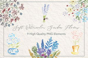 Soft Garden Watercolor Flowers