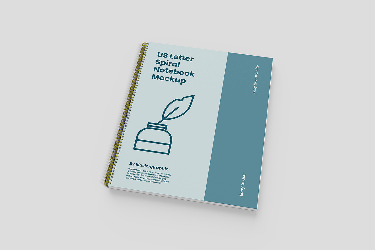 US Letter Spiral Notebook Mockup, a Books & Magazine Mockup by Illusiongraphic (Photo 7 of 32)